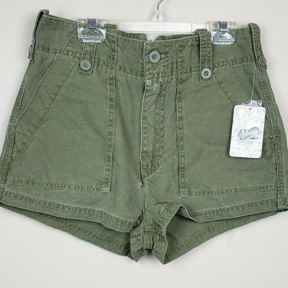 Free People Pants - NWT Free People Moss Green High-Rise Utility Short